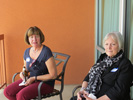Dede Carr and Linda Ging enjoy the view from the balcony