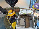 Looking down on the exhibit hall from the mezzanine level