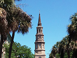 View of St. Phillip's Episcopal Church. This church was built in 1836, and the steeple is visible from miles away.