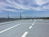 View from the flight deck towards the Arthur Ravenel Jr. Bridge