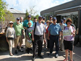 Attendees gather at the entrance to the Botanic Gardens