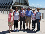 Group shot in front of chapel (L-R): Jan Baker, Dede Carr, Sam Bothern, Bob Strand, Joan Tschida and Marie Jenkins
