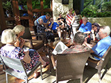 The group grabs some liquid refreshment before dinner
