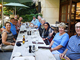 The group gathers for the Reception Dinner
