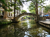 One of the many graceful bridges along the river