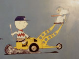 Charlie Brown and Snoopy, December 1967 on the Handling & Storage building.