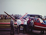 Belgium’s Red Devils Aerobatic Team’s Fouga CM170 Magister. NOTE see the Bravo (bread) truck in the background